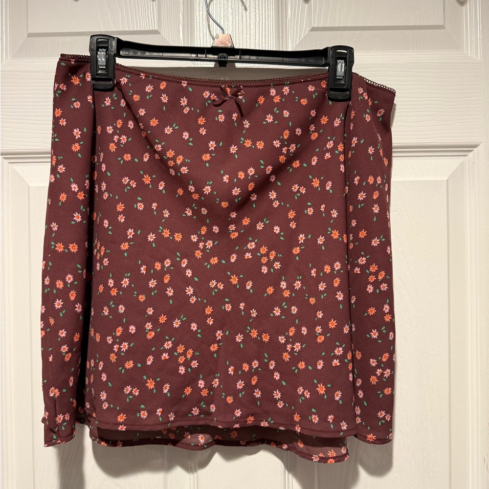 Wild Fable Floral Burgundy Skirt